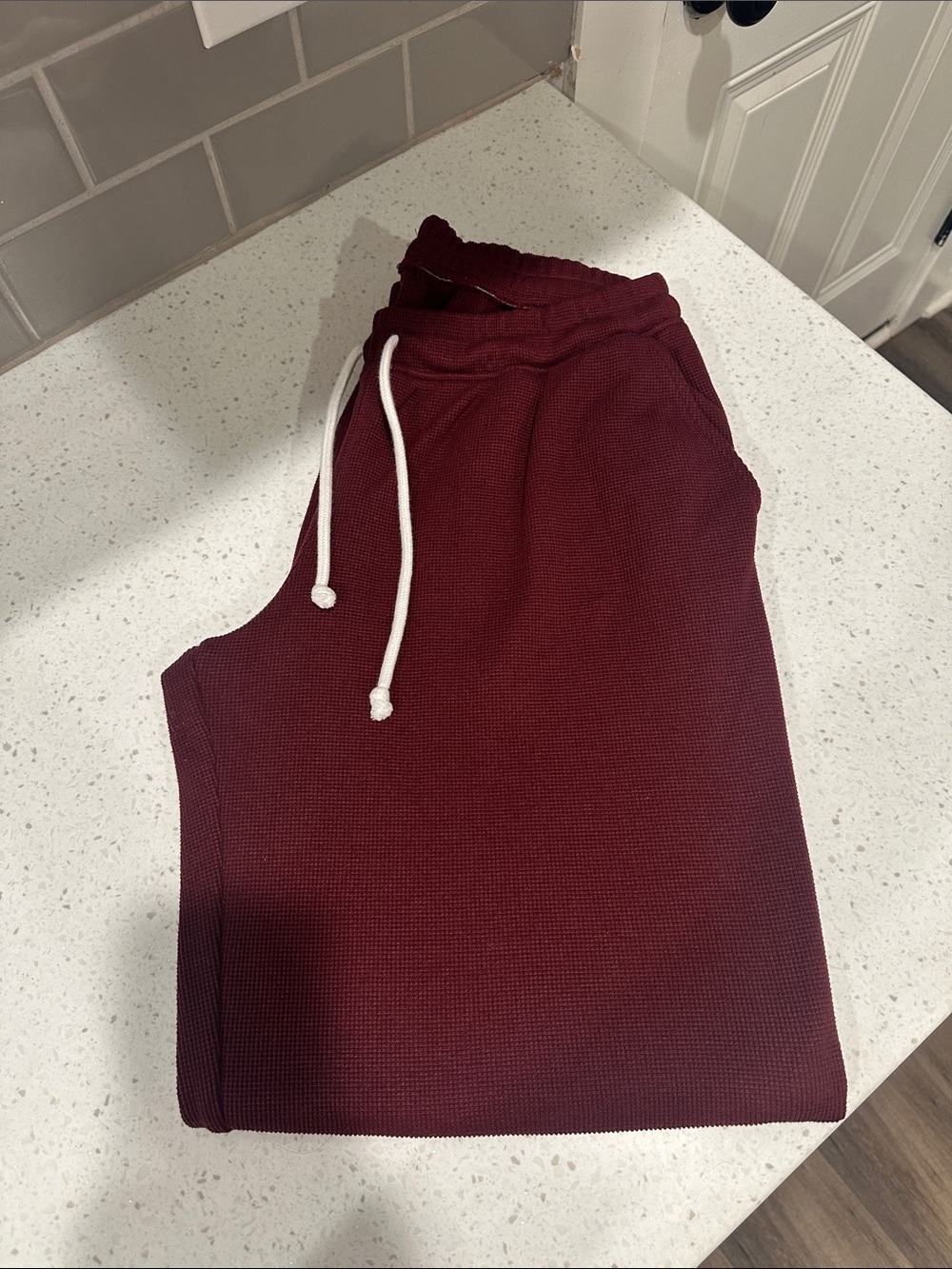 Hollister Maroon Track Pants with White Drawstring